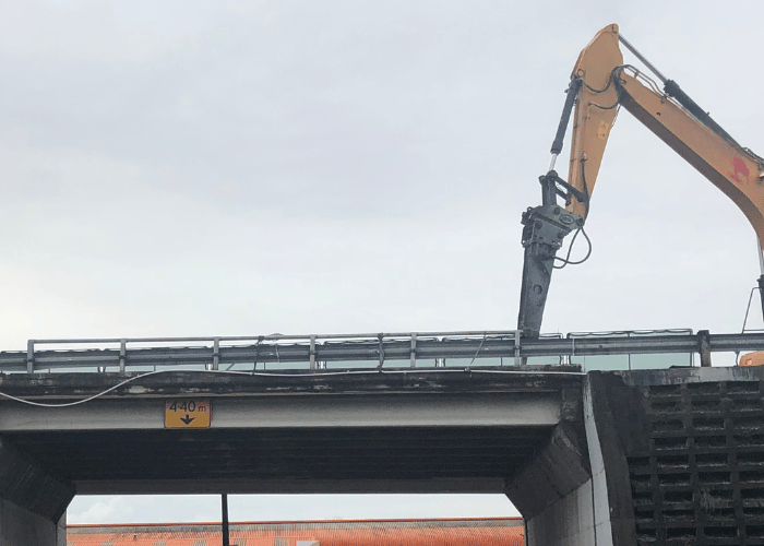 Bridge demolition project in progress