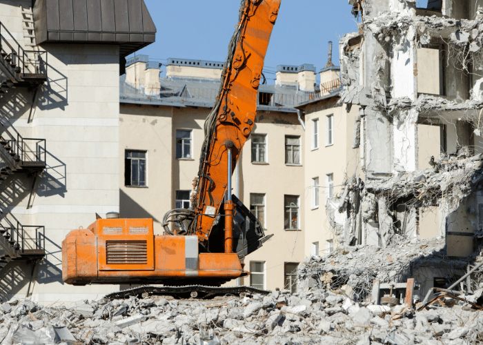 Controlled demolition of multi-storey building